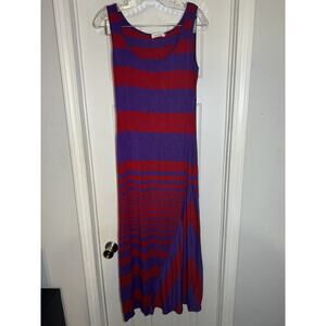Calvin Klein Dress Womens 4 S Red Purple Stripe Sleeveless Maxi Summer Outfit